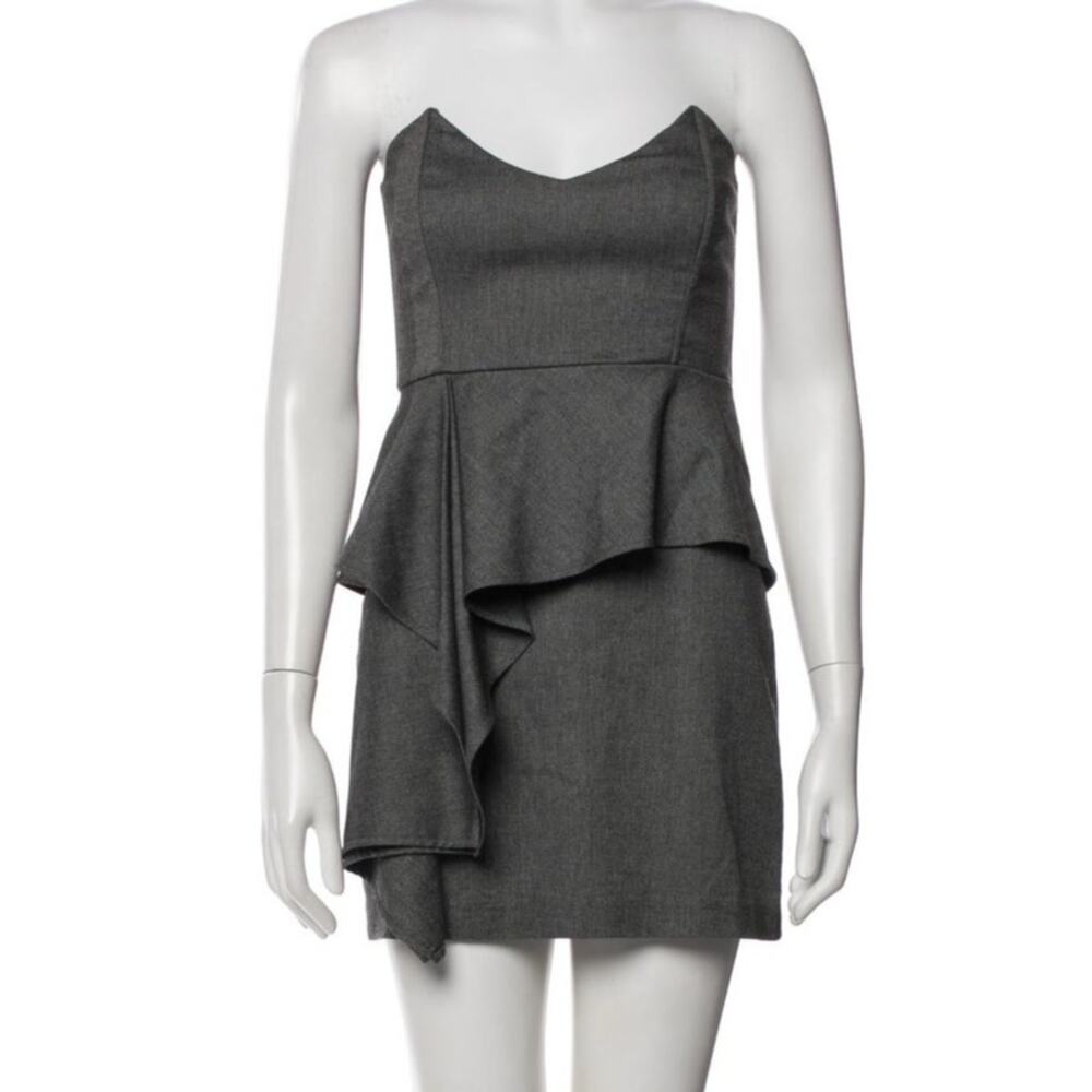 Mason Strapless Sweetheart Asymmetrical Ruffle Mini Dress